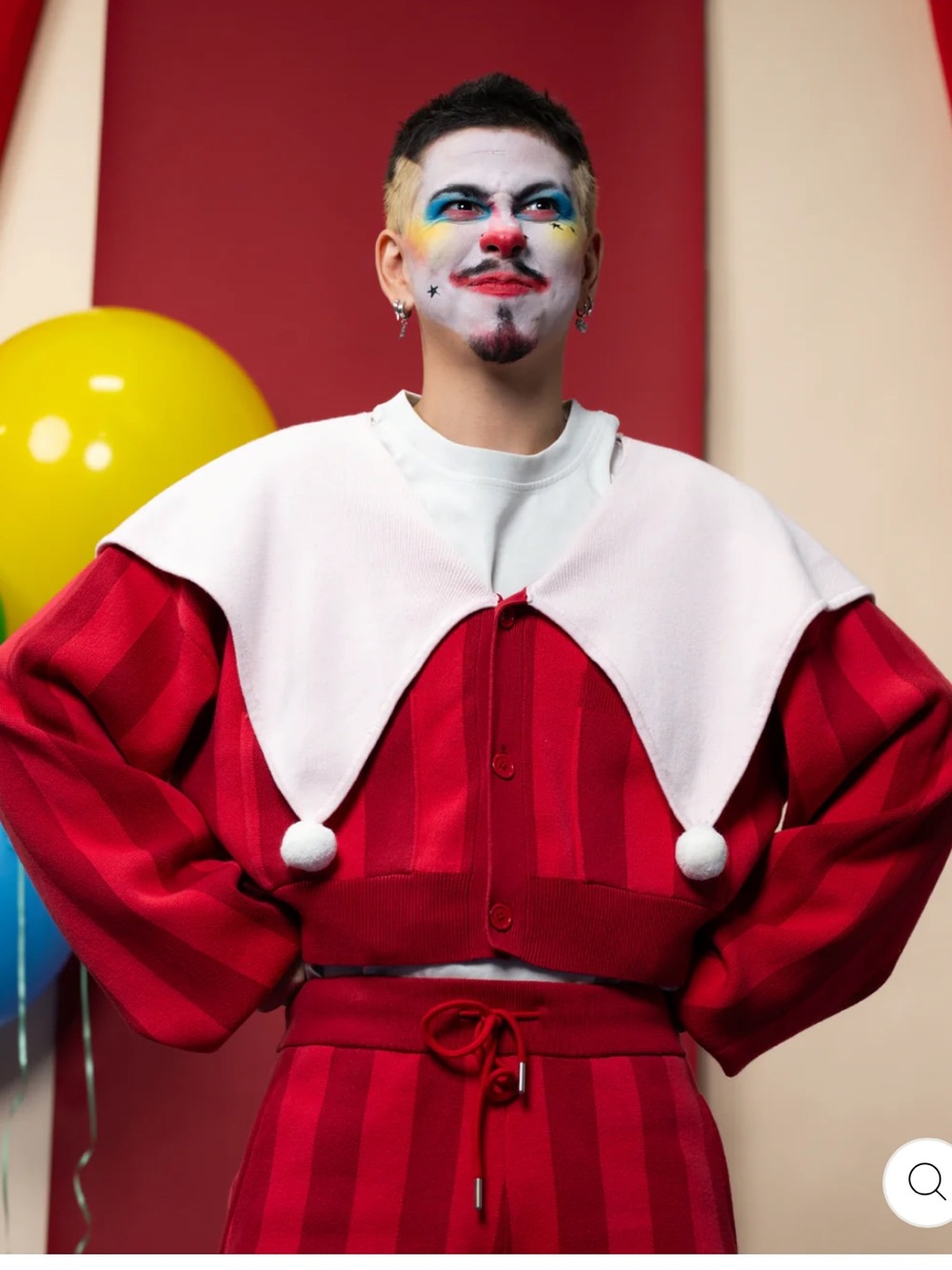 Steady Hands Circus Clown Cardigan XS NEW Circus Wave 2 Sweater Red Stripe